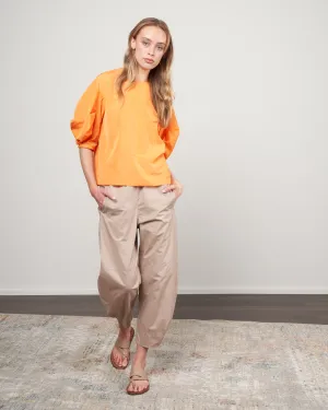 italian sporty nylon pleat sleeve top - orange